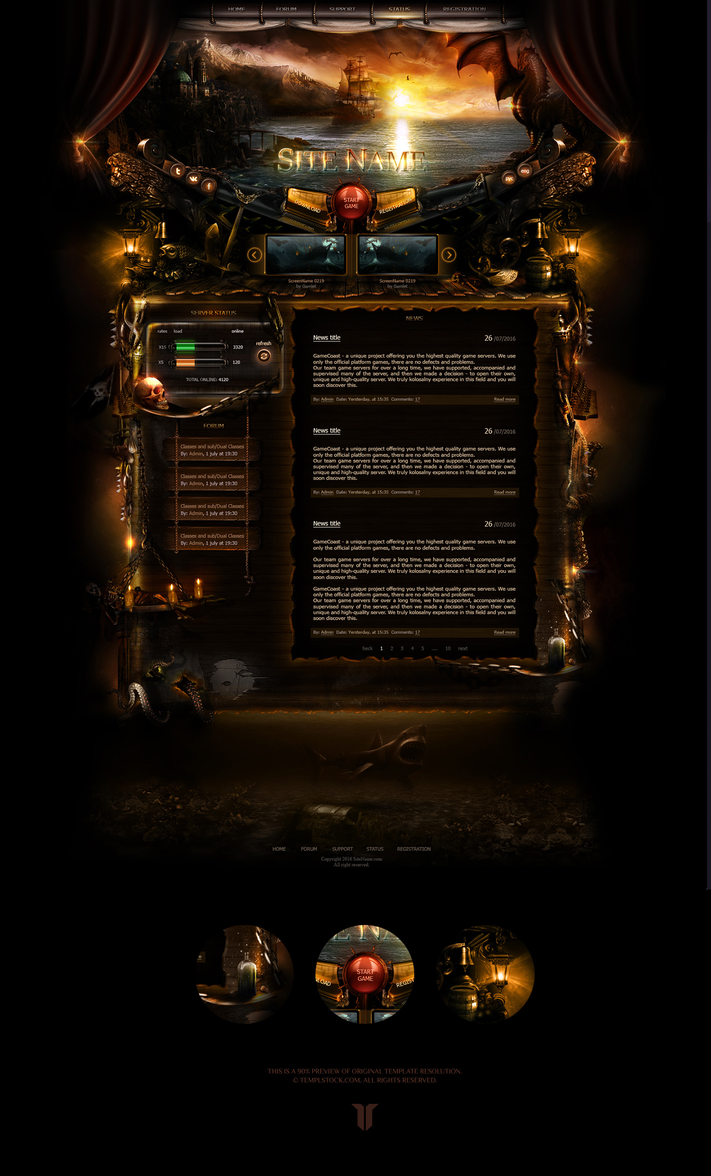 Pirates Caribbean Game Website Template